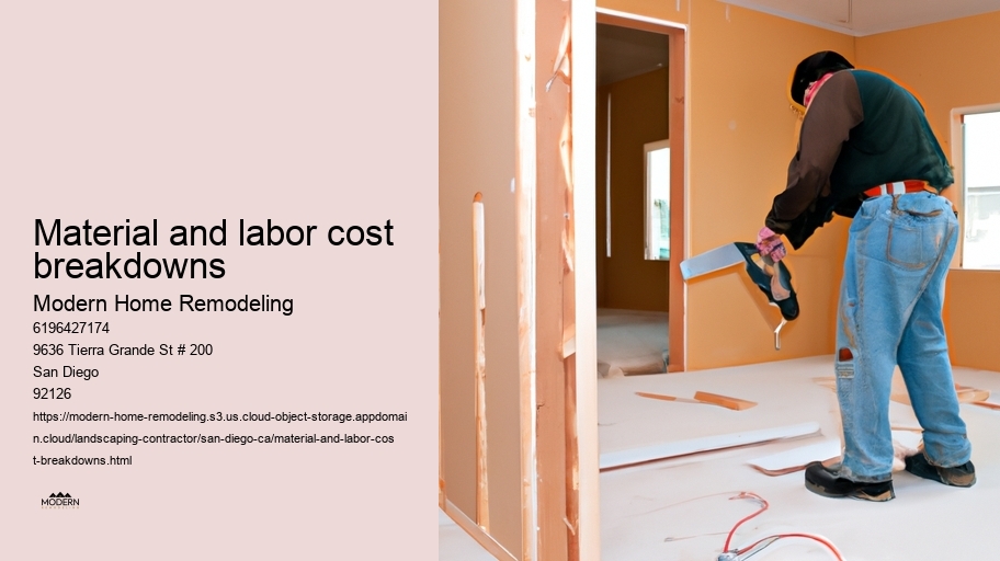 Material and labor cost breakdowns